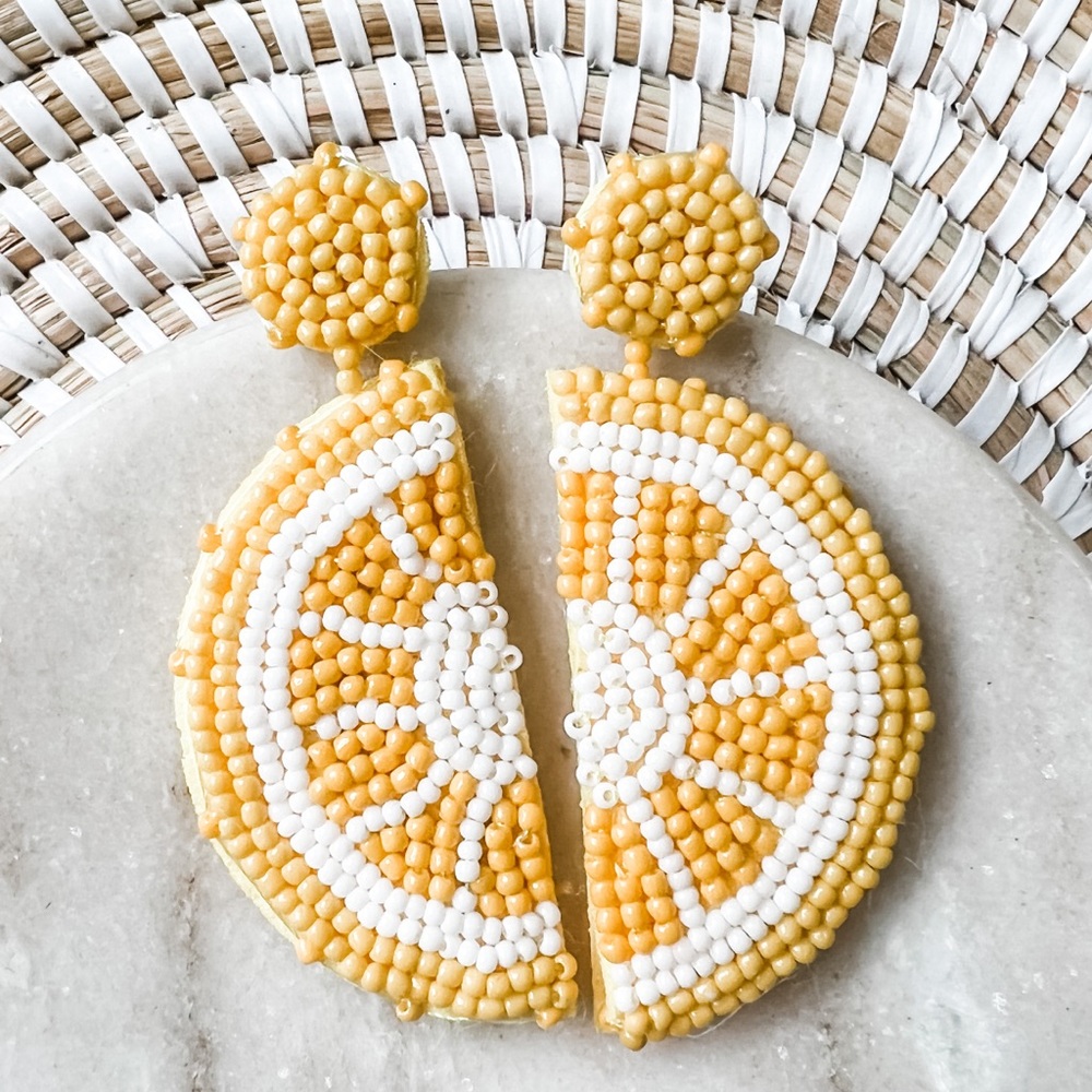 Yellow Lemon Dangle Earrings